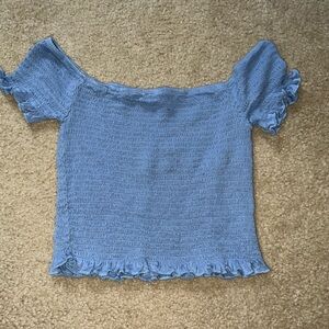 Blue Off-Shoulder Crop Top